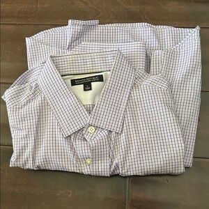 Banana Republic Men's Plaid Shirt - White and Purple